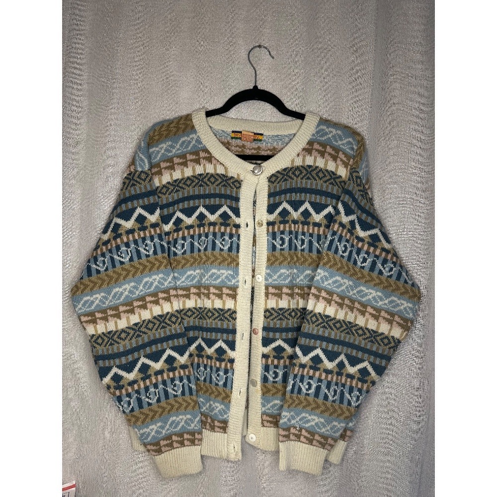 Bryn Connelly Vintage‎ Patterned Knit Cardigan Sweater Grandpa Core L